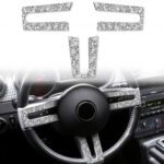 Para Ford Mustang 2005-2009 3 en 1 pegatina decorativa de diamante para volante de coche, conducción izquierda