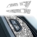 Para Chevrolet Corvette C7 2014-2019 Panel de botones de puerta de coche pegatina decorativa de diamante, unidad izquierda