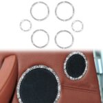 Para BMW E70 2008-2013 / E71 2008-2014 6 uds pegatina decorativa de diamante circular con bocina de coche, 6pcs Horn Circle