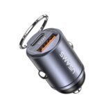 USAMS US-CC206 C38 PD30W USB + Type-C Cargador de coche de aleación de aluminio de carga rápida de doble puerto