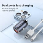 USAMS US-CC206 C38 PD30W USB + Type-C Cargador de coche de aleación de aluminio de carga rápida de doble puerto - Imagen 3