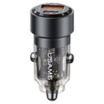 USAMS US-CC208 C39 60W USB + Type-C Cargador de coche transparente de aleación de aluminio de carga rápida de doble puerto, CC208 C39