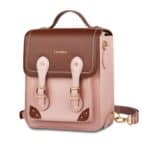 Cwatcun D81 Bolso bandolera para cámara retro Bolso para cámara impermeable de cuero PU vintage