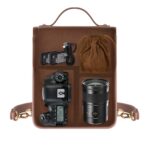 Cwatcun D81 Bolso bandolera para cámara retro Bolso para cámara impermeable de cuero PU vintage - Imagen 3
