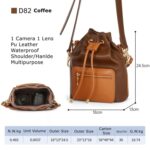 Cwatcun D82 Paquete Bolsa para lentes con cordón Bolsa cruzada para cámara de PU - Imagen 2