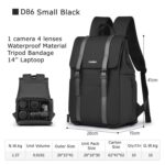 Cwatcun D86 Mochila para cámara DSLR Cámara sin espejo Bolsa impermeable, 28 x 15 x41cm Small - Imagen 2