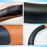 Cubierta de volante antideslizante universal para automóvil de cuero de súper fibra, diámetro: 38 cm - Imagen 5