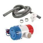 Bomba de agua de sumidero de sentina para barco/RV 12V-1100GPH con tubo de drenaje gris