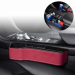 Caja de consola multifuncional para coche, portavasos, caja de almacenamiento lateral para hueco de asiento, estilo de plumas rizadas, Red Main Driver Seat