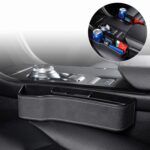 Caja de consola multifuncional para coche, portavasos, caja de almacenamiento lateral para hueco de asiento, estilo de plumas rizadas, Grey Main Driver Seat