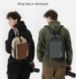 Cwatcun D107 Mochila de fotografía de gran capacidad Hombros Bolsa para cámara portátil, 22 x 36 x 16cm - Imagen 3