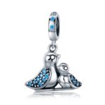Accesorios de pulsera de pájaro azul con incrustaciones de plata S925