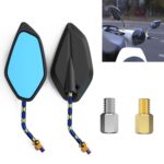 Espejo retrovisor chapado en titanio quemado en forma de diamante modificado para motocicleta/electromóvil, Fork Texture Gold Blue, Fork Texture Silver Blue, Carbon Fiber Type X Texture, Carbon Fiber Type Burnt Titanium+Gold, Twill Gold Blue...