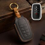 For Toyota SIENNA / Granvia / Alphard / Vellfire Hallmo Crazy Horse Cowhide Car Key Protection Cover, For Toyota SIENNA 4-button