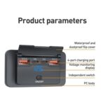 Car Modified 4-port Charger, with Voltmeter & Switch - Imagen 2