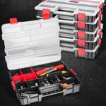 Caja de almacenamiento portátil con compartimentos multifuncionales para piezas de hardware, 38x29.5xcm