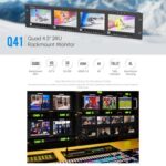FEELWORLD Q41 Monitor cuádruple de 4,5 pulgadas para montaje en rack de 2U con entrada y salida AV compatible con 3G-SDI y HDMI 4K., US Plug - Imagen 3