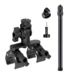 Abrazadera doble tipo cangrejo universal para manillar de bicicleta con cámara de acción, With Extension Rod & Adapter & Screw