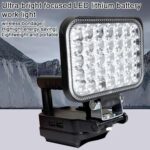 Linterna de trabajo de emergencia LED portátil para exteriores con doble puerto USB, compatible con ranuras para baterías Makita., 3 inch Square High Beam - Imagen 2