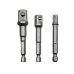 3 piezas / juego de brocas de enchufe con barra de extensión, adaptador de vástago hexagonal, destornillador de tuercas, broca eléctrica (1/4, 3/8, 1/2 pulgada), longitud: 65-73 mm