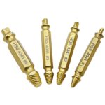 Herramienta de brocas extractoras de tornillos 4 en 1, removedor de pernos rotos (1#, 2#, 3#, 4#), con caja de plástico, Gold 4341