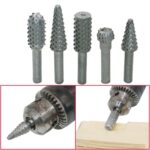 5 unids / set carpintería tallado en madera 6mm vástago giratorio en relieve cabeza pulidora lima brocas para escofina