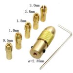 7 unids / set latón 0,5-3mm pequeño taladro eléctrico pinza Micro Twist 2,35mm juego de portabrocas con llave - Imagen 2