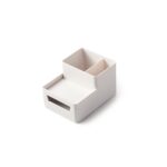 Portalápices extraíble de escritorio, caja de papelería, caja de almacenamiento de archivos, 0115-2 (Grey White) - Imagen 2