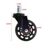 Rueda transparente negra PU de 2,5 pulgadas adecuada para silla de oficina Rueda universal de tornillo mudo de 11x22 mm - Imagen 3