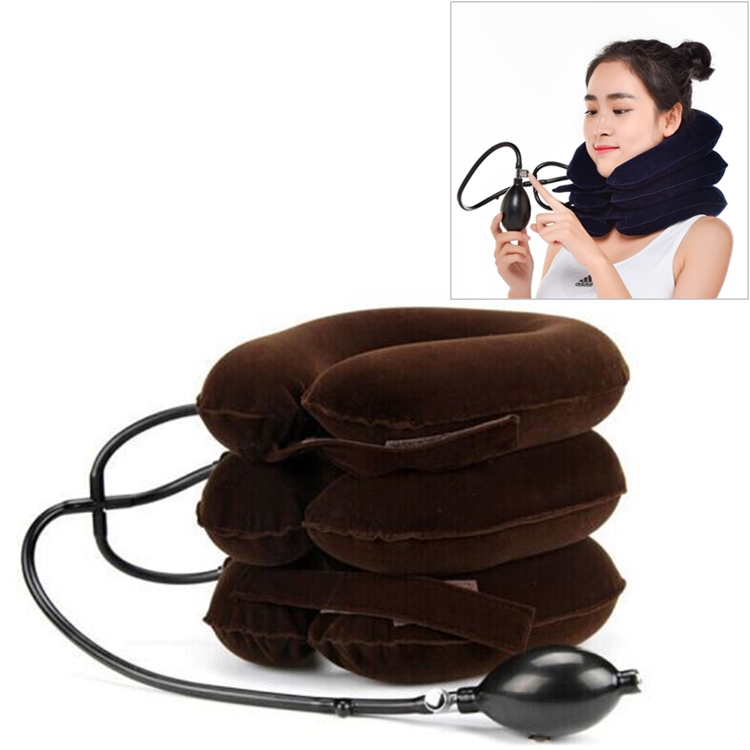 HC0486C.jpg Instrumento de tracción Cervical de cachemir completo para el hogar protección del cuello instrumento inflable de masaje de columna Cervical, Full Cashmere (Coffee) - Imagen 1