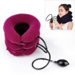 Instrumento de tracción Cervical de cachemir completo para el hogar protección del cuello instrumento inflable de masaje de columna Cervical, Full Cashmere (Rose Red)