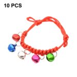 10 collares de campana ajustables para mascotas tejidos a mano, perímetro ajustable: 18-32 cm, entrega de colores aleatorios, djustable Pet Bell Collars