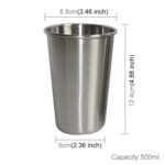 Vaso para bebidas de acero inoxidable electropulido de pared simple de 500 ml (plateado), 500ml - Imagen 4