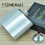 Petaca portátil de acero inoxidable salvaje de 112 ml (4 oz) para deportes al aire libre, práctica para viajes en casa (con embudo pequeño) (Plata 112 ml (4 oz)), 112mL (4oz)