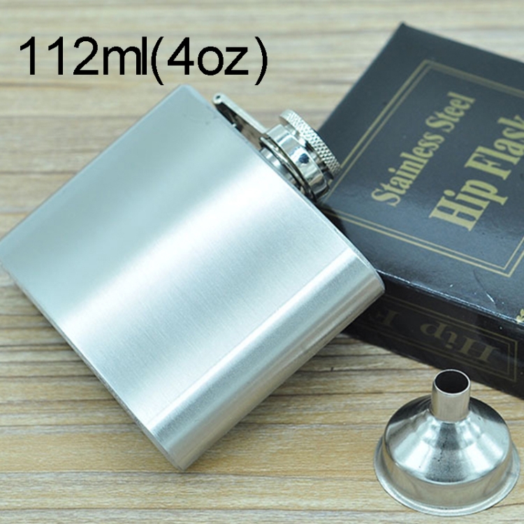 HC1680AA.jpg Petaca portátil de acero inoxidable salvaje de 112 ml (4 oz) para deportes al aire libre, práctica para viajes en casa (con embudo pequeño) (Plata 112 ml (4 oz)), 112mL (4oz) - Imagen 1