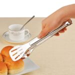 Pinzas de acero inoxidable para barbacoa, pinzas para asar, barbacoa, palas para asar, fugas, pala para carne, espátula, pinza para alimentos, pinzas para pan, longitud: 24 cm