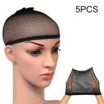 5 PCS Calcetines De Seda De Alta Elástico Red De Pelo Falso Gorros De Forro De Peluca Malla De Redecilla, A, Color:Black, A