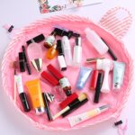 Bolsa de viaje de gran volumen con cordón, bolsa de almacenamiento de artículos diversos cosméticos, Light Grey - Imagen 3