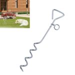 Atado en espiral para perros de acero inoxidable, rotación de 360 ​​grados, anti-envoltura, pila fija, estaca para acampar al aire libre, tamaño: 42 cm * 8 mm