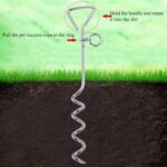 Atado en espiral para perros de acero inoxidable, rotación de 360 ​​grados, anti-envoltura, pila fija, estaca para acampar al aire libre, tamaño: 42 cm * 8 mm - Imagen 4