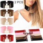 Collar simple europeo y americano de 2 piezas Collar de hueso de cinta de terciopelo femenino de moda, entrega de color aleatorio