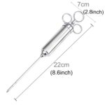 Jeringa de acero inoxidable de 60ml, agujas dobles, condimento, inyector de carne de pavo, herramientas de cocina, Stainless Steel Marinade Injector - Imagen 2