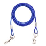 Cuerda de alambre de acero de doble extremo para perros, 2 en 1, cuerda de tracción, cables para caminar para mascotas con asa, longitud: 5 m, entrega de color aleatorio