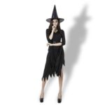 Falda larga irregular negra Salida Disfraz de Halloween Cosplay Show Vestido de brujería, XL, Cofre: 98 cm, Cintura: 80 cm, Longitud de la falda: 110 cm