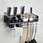 Versión B 50 cm 2 tazas 10 ganchos cocina multifunción montado en la pared soporte para condimentos estante de almacenamiento, B Version 50cm 2 Cups