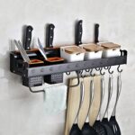 Versión C 60 cm 2 tazas 10 ganchos cocina multifunción montado en la pared soporte para condimentos estante de almacenamiento, C Version 60cm 2 Cups