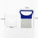 Herramientas de cocina con aguja para carne, soporte para cortador de cebolla y verduras de acero inoxidable, Blue - Imagen 3