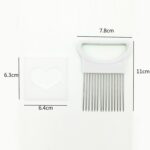 Herramientas de cocina con aguja para carne, soporte para cortador de cebolla y verduras de acero inoxidable, White - Imagen 3