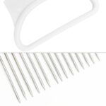 Herramientas de cocina con aguja para carne, soporte para cortador de cebolla y verduras de acero inoxidable, White - Imagen 4
