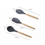 kn082 Juego de utensilios de cocina de silicona con mango de madera 11 en 1 y cubo de almacenamiento, Green - Imagen 3